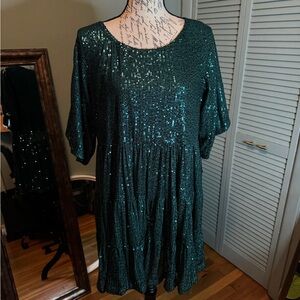 Amazing Lace Emerald Sequin Mini Dress